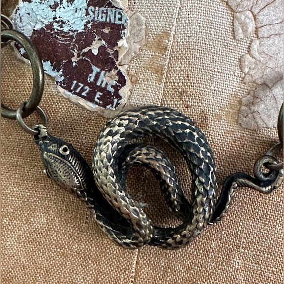 🐍 Angel Court  Snake Choker Necklace Antique Brass 17” - Picture 5 of 13